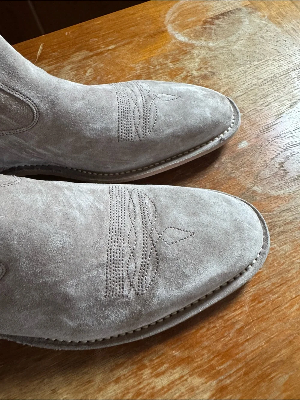 John Varvatos Walker Rancher Boots Men’s 11.5 Taupe Gray Suede Side Zip Italy